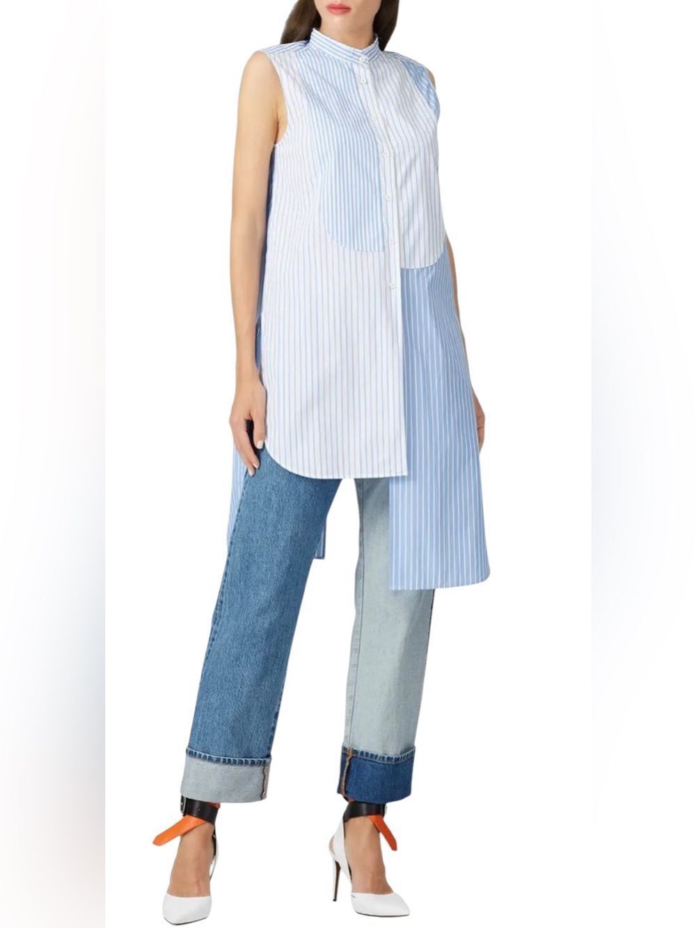Monse Sleeveless Mixed Stripe Shirt Size 14